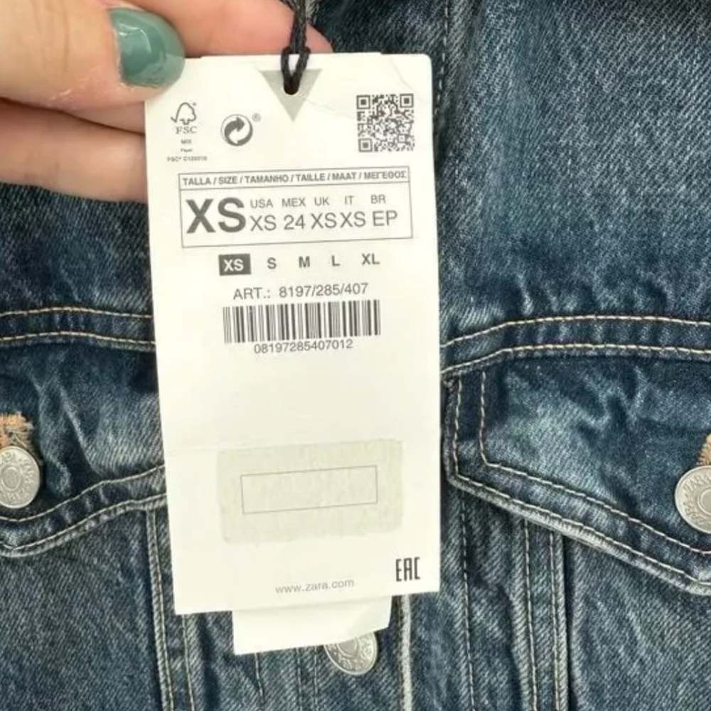 NEW Zara Jean Jumpsuit Size XS Cotton Blue Denim One Piece Outfit Boiler Suit - Picture 11 of 12